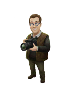 Jules standing holding a camera